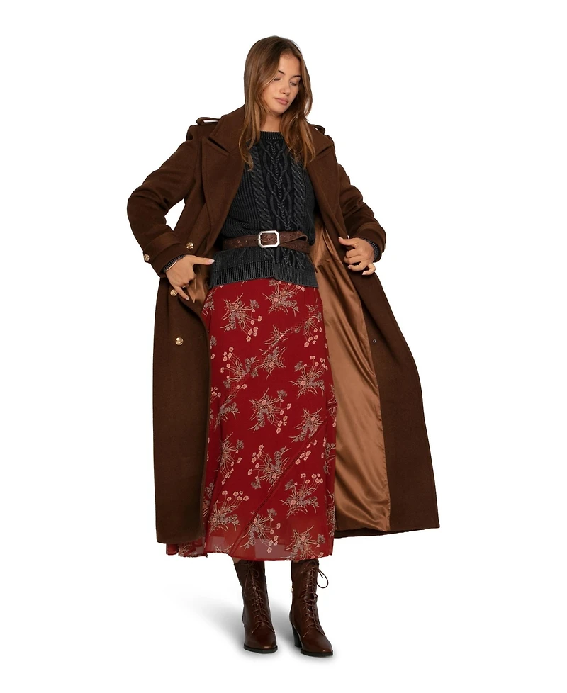 Belle & Bloom Women's Command Wool Blend Double Breast Maxi Coat