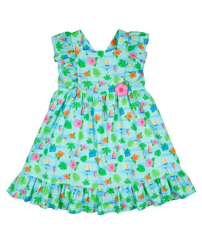 Florence Eiseman Toddler Girl Printed Linen Look Dress With Flower