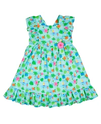 Florence Eiseman Toddler Girl Printed Linen Look Dress With Flower