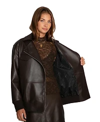 Belle & Bloom Women's Desert Moon Leather Bomber Jacket