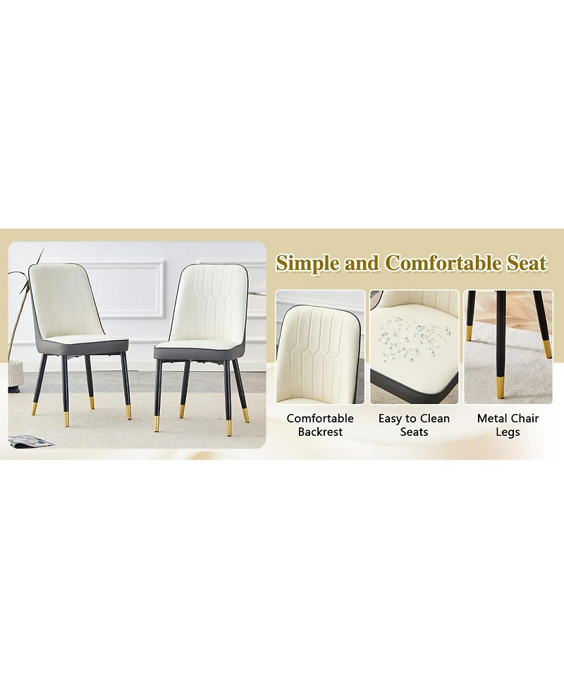 Streamdale Furniture Circular Mdf Dining Table with 4 Spliced Pu Chairs