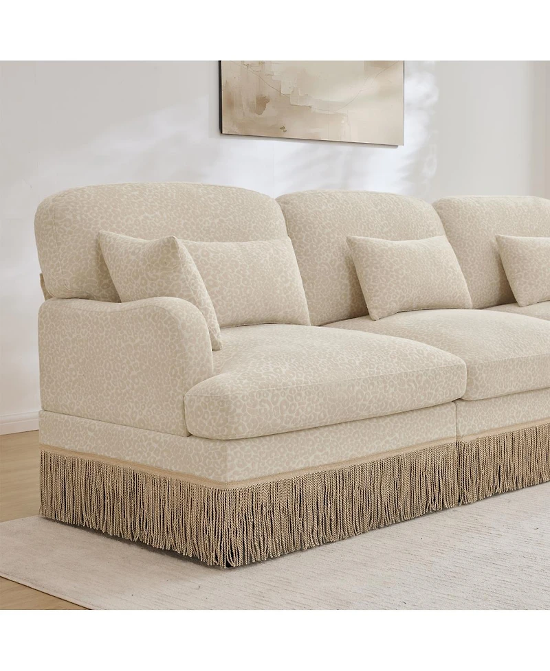 Streamdale Furniture 131inch Leopard Chenille 4-Seater Modular Sofa