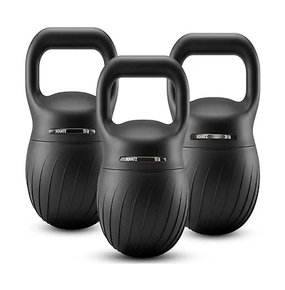 Squatz Soft Drop Kettlebell Set, 15/20/25 lb Cushioned Weights with Wide Grip Handles for Home Gym Workouts