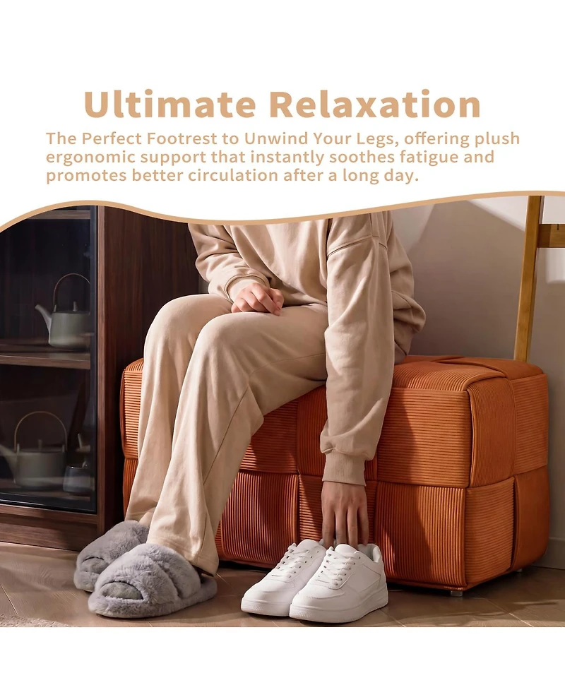 Streamdale Furniture Corduroy Square Ottoman Foot Rest