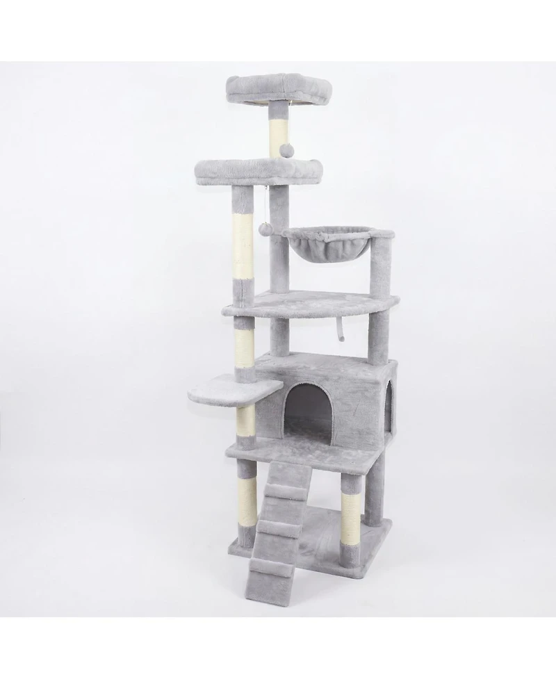 Streamdale Furniture 71" Multi-Level Cat Tree with Hammocks, Cat Cave, and Scratching Posts
