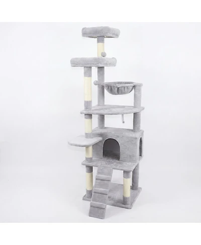 Streamdale Furniture 71" Multi-Level Cat Tree with Hammocks, Cat Cave, and Scratching Posts