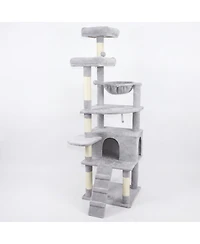 Streamdale Furniture 71" Multi-Level Cat Tree with Hammocks, Cat Cave, and Scratching Posts