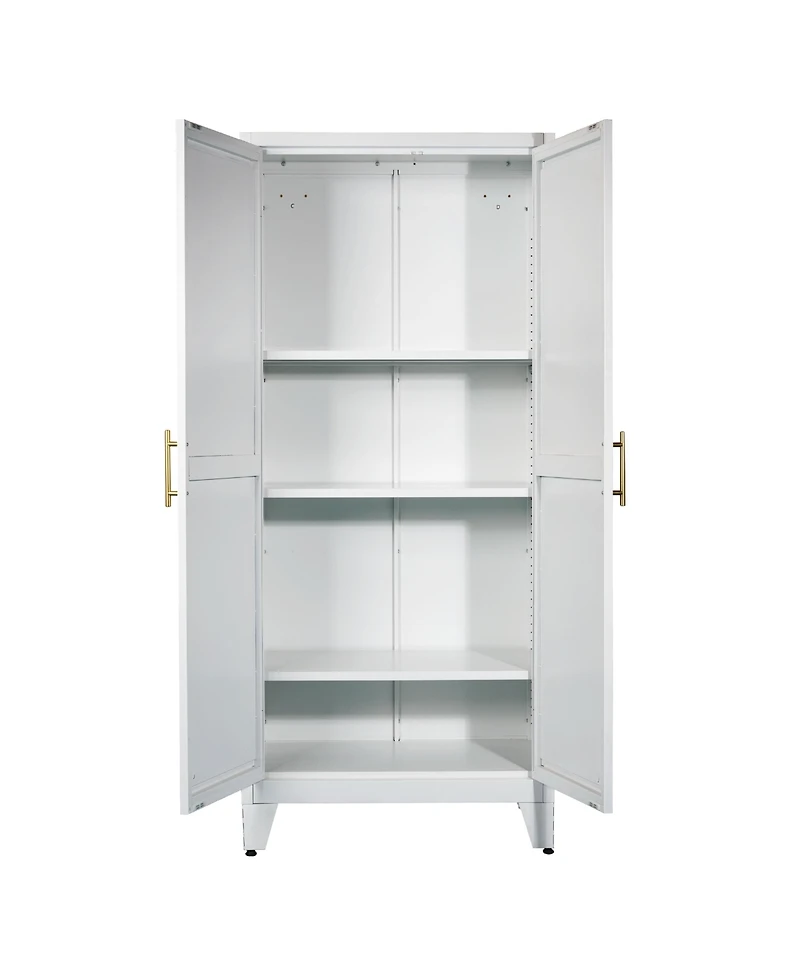 sumyeg Shapely Doors Cabinet Metal Storage Cabinet with Doors and Adjustable Shelves