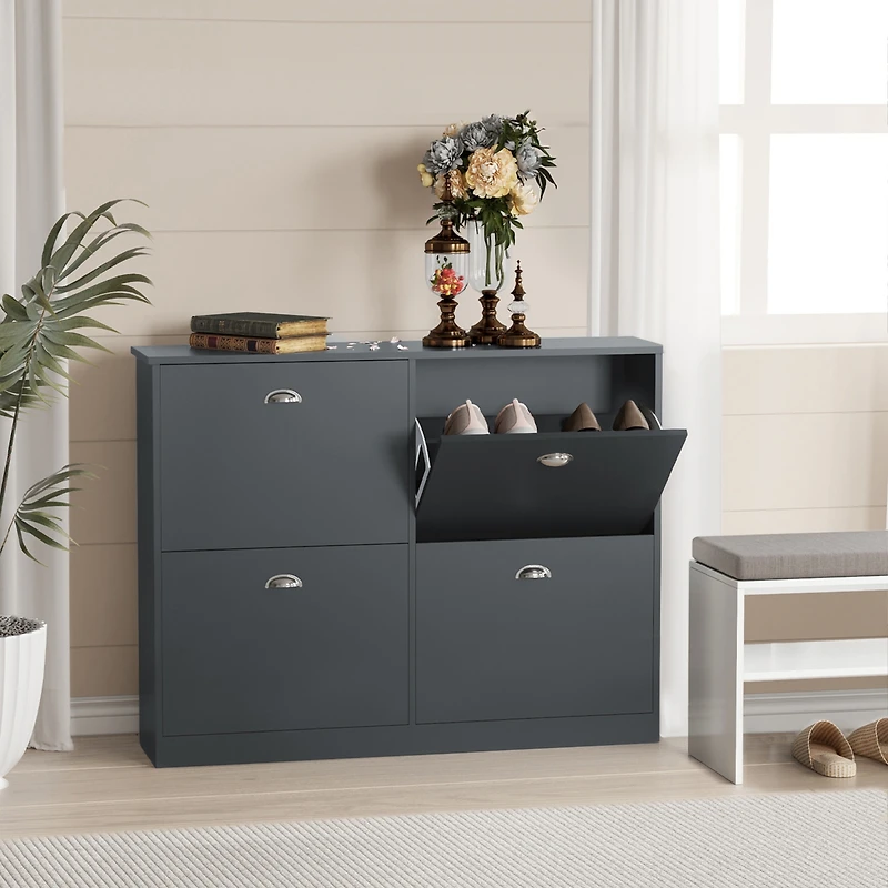 sumyeg Storage Cabinet with Anti-Tipping Device Flip-Top Shoe Adjustable Layer