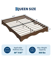 homfan Minimalist Wave Edge Wood Platform Bed Frame – Sturdy and Noise-Free, Easy Assembly, No Box Spring