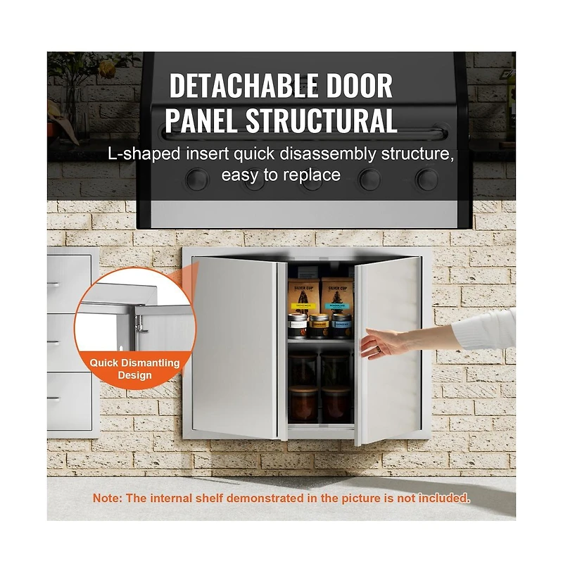 Sugift Bbq Access Door in Double Outdoor Kitchen Stainless Steel