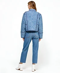 Modenaire Women's Diamond Quilted Open-Front Jacket