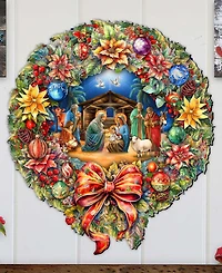 Designocracy Nativity Wreath Holiday Door Decor