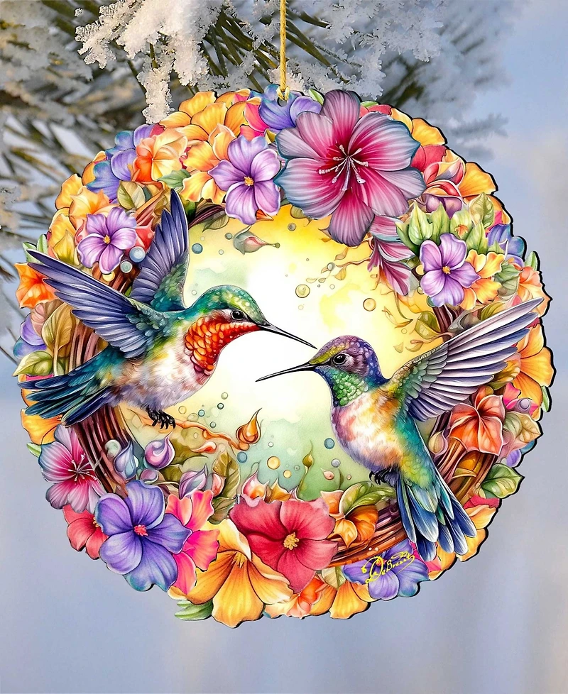 Designocracy Hummingbirds Wreath Christmas Ornament