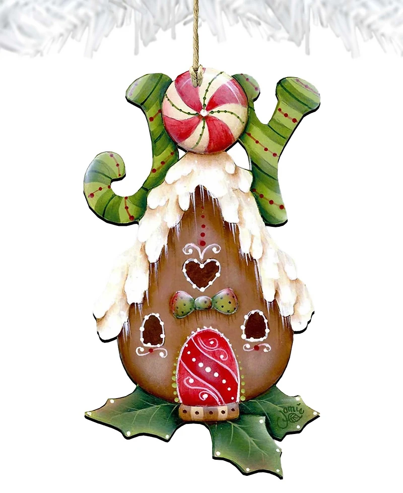 Designocracy Joy Gingerbread House Holiday Ornament