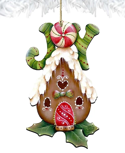 Designocracy Joy Gingerbread House Holiday Ornament