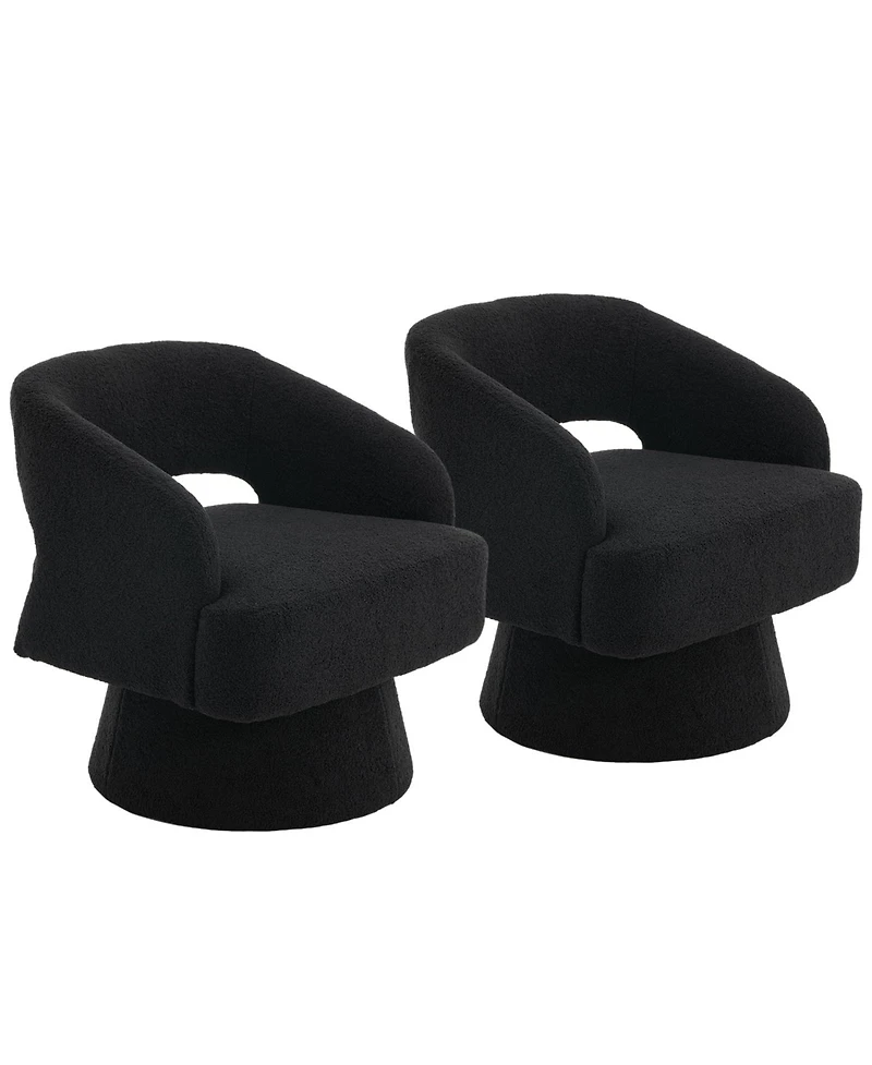 homfan Swivel Barrel Accent Chairs Modern Lounge with Hollowed Back Stable Base 360 degrees Rotation Comfy Vanity Chairs for Living Room Bedroom