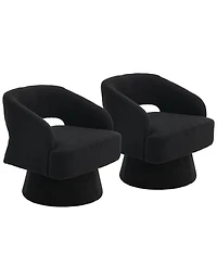 homfan Swivel Barrel Accent Chairs Modern Lounge with Hollowed Back Stable Base 360 degrees Rotation Comfy Vanity Chairs for Living Room Bedroom