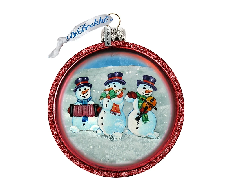 G.DeBrekht Snowmen C Ball Glass Ornament