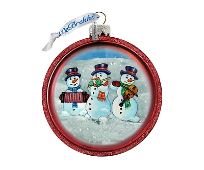G.DeBrekht Snowmen C Ball Glass Ornament