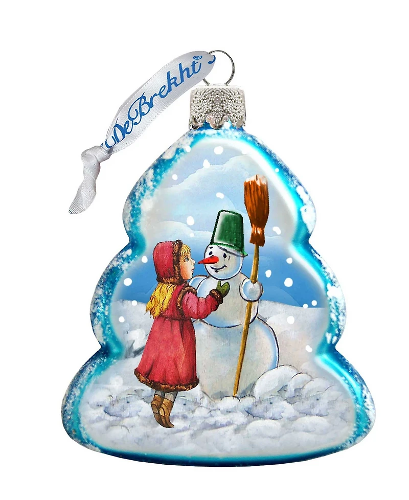 G.DeBrekht Playing Snowman Glass Ornament