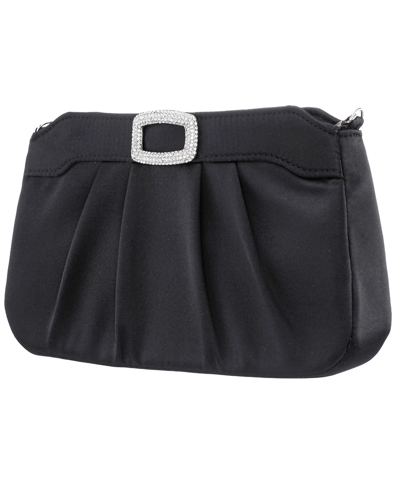 Nina Crystal Buckle Ornament Top Zipper Small Clutch Handbag
