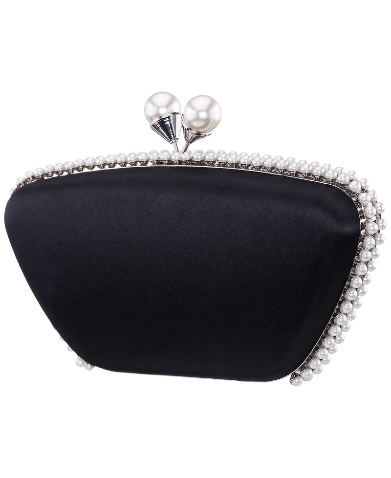 Nina Imitation Pearl Trim Minaudiere Small Clutch Handbag
