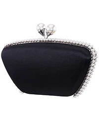 Nina Imitation Pearl Trim Minaudiere Small Clutch Handbag