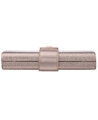 Nina Embossed Woven Turnlock Minaudiere Small Handbag
