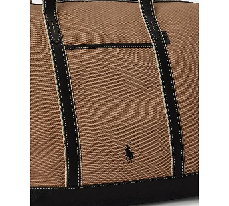 Polo Ralph Lauren Women's Leather-Trim Canvas Large Shopper Tote
