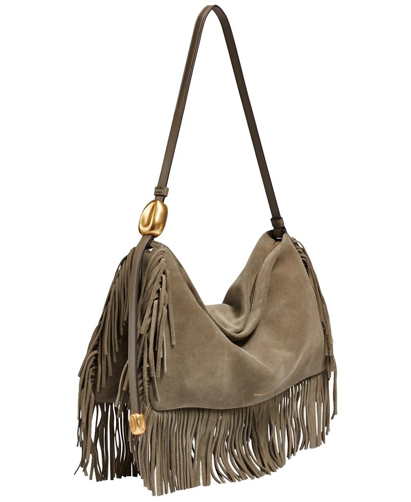 Donna Karan New York Leather Large Fringe Shoulder Handbag