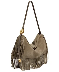 Donna Karan New York Leather Large Fringe Shoulder Handbag