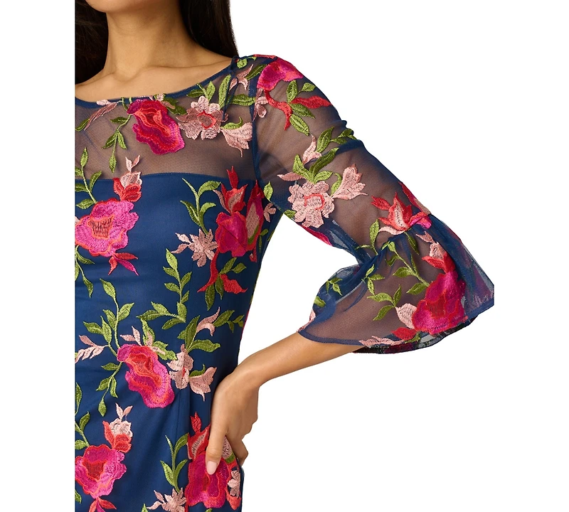 Adrianna Papell Women's Embroidered Short Dress