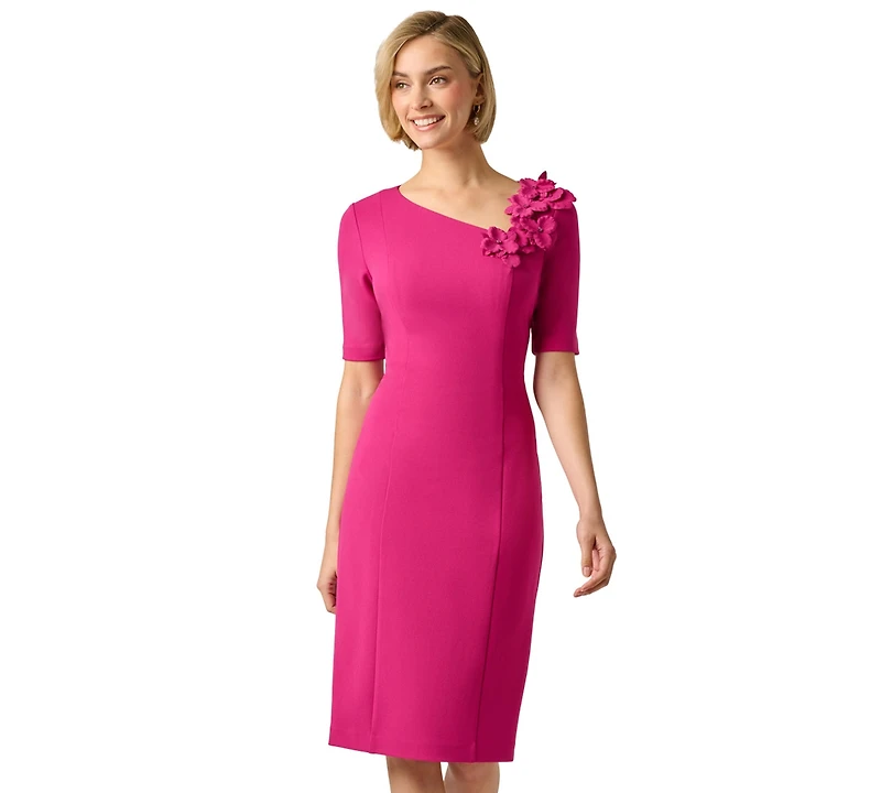 Adrianna Papell Women's 3D Floral Crepe Midi Dress