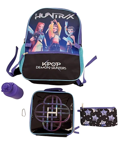 Accessory Innovation K-Pop Huntrix Backpack, Detachable Lunch Bag, Gadget Case, Water Bottle and Carabiner, 5-Piece Set