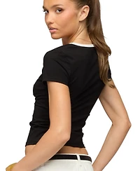 Edikted Women's Yulenna Contrast V Neck Top