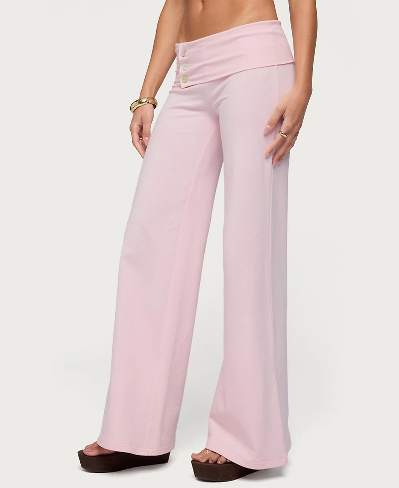 Edikted Women's Poppy Foldover Wide Leg Pants