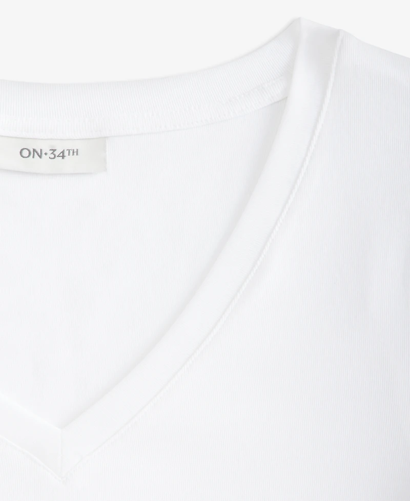 On 34th Women's Cropped V-Neck Meet & Greet Long-Sleeve T-Shirt, Macy's Exclusive