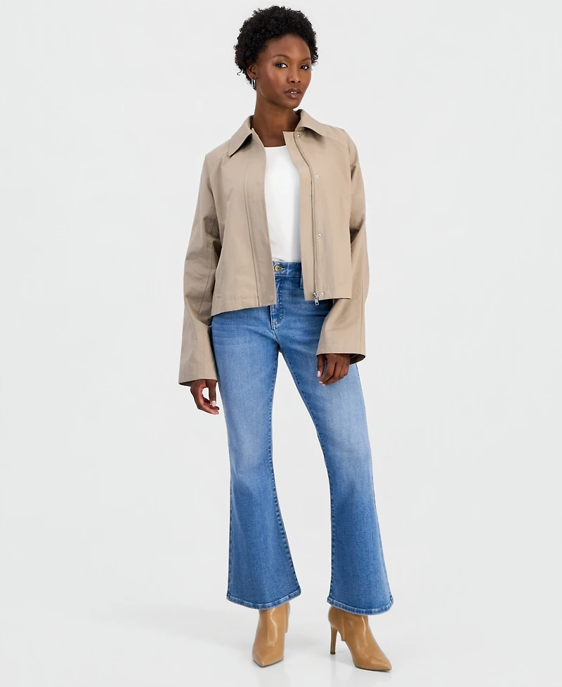 I.n.c. International Concepts Petite Cropped Trench Cotton-Blend Jacket, Macy's Exclusive