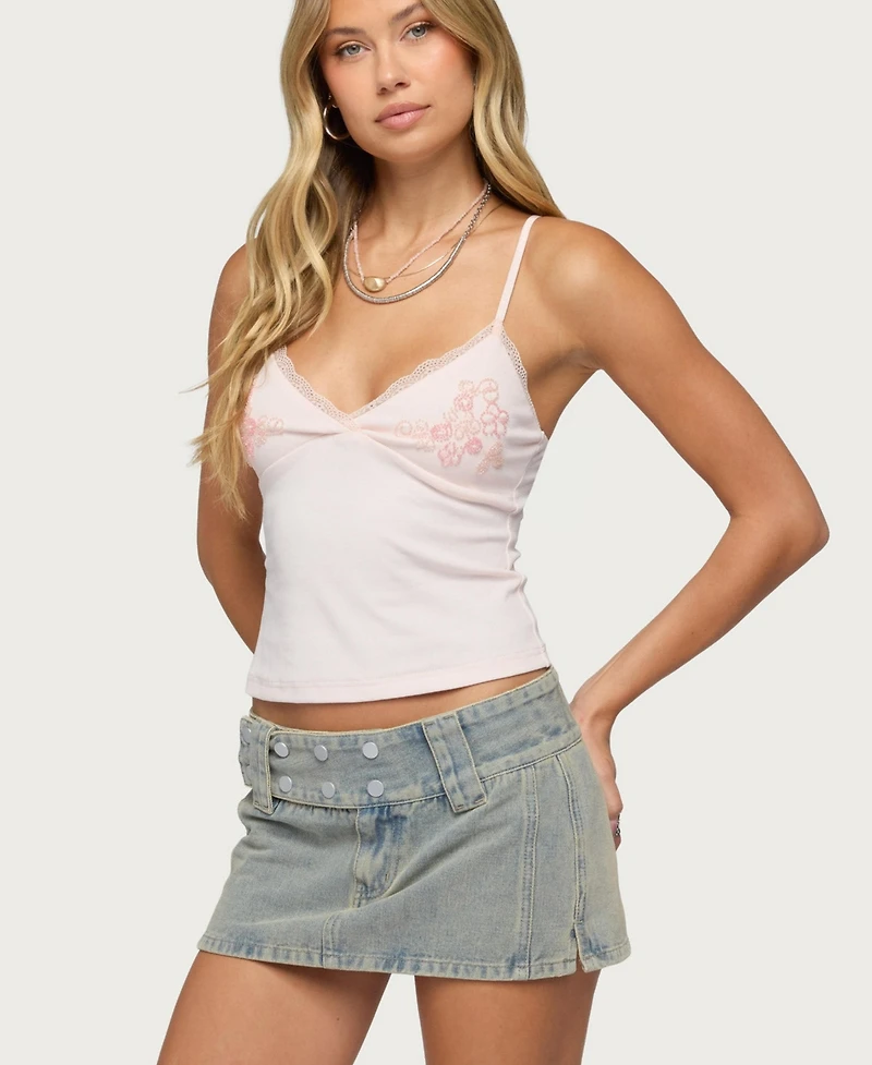 Edikted Women's Arwen Lacey Beaded Tank Top