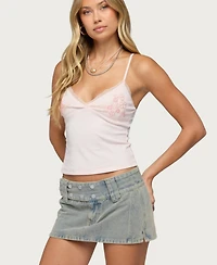 Edikted Women's Arwen Lacey Beaded Tank Top