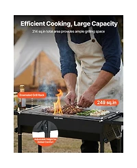 Cozito Foldable Charcoal Grill with Adjustable Height and Folding Side Tables