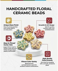 Sevorley 24Piece Set Ceramic Flower-Shaped Loose Beads for Diy Jewelry