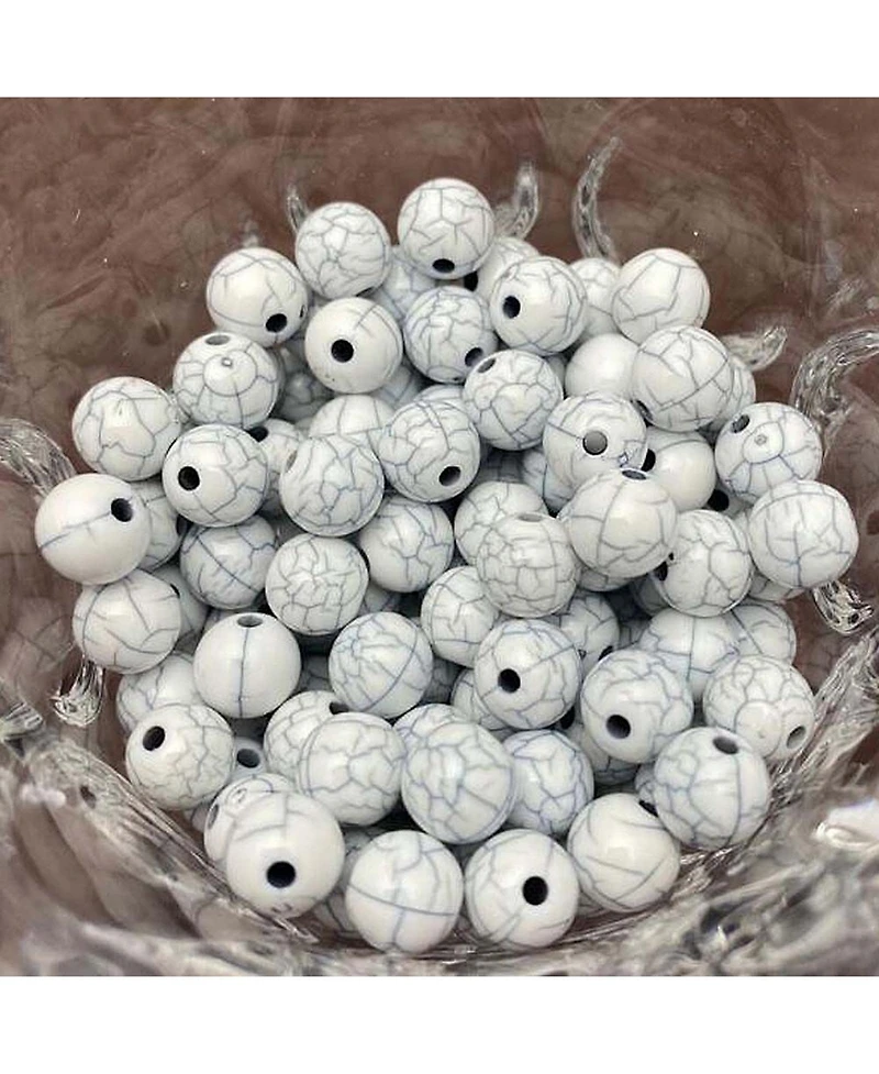 Sevorley 320Piece Set 8mm Acrylic Marble-Pattern Round Loose Beads for Diy