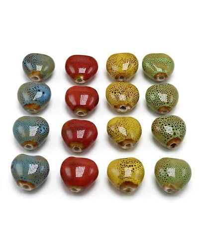 Sevorley 50Piece Set Ceramic Heart-Shaped Loose Beads for Diy Jewelry