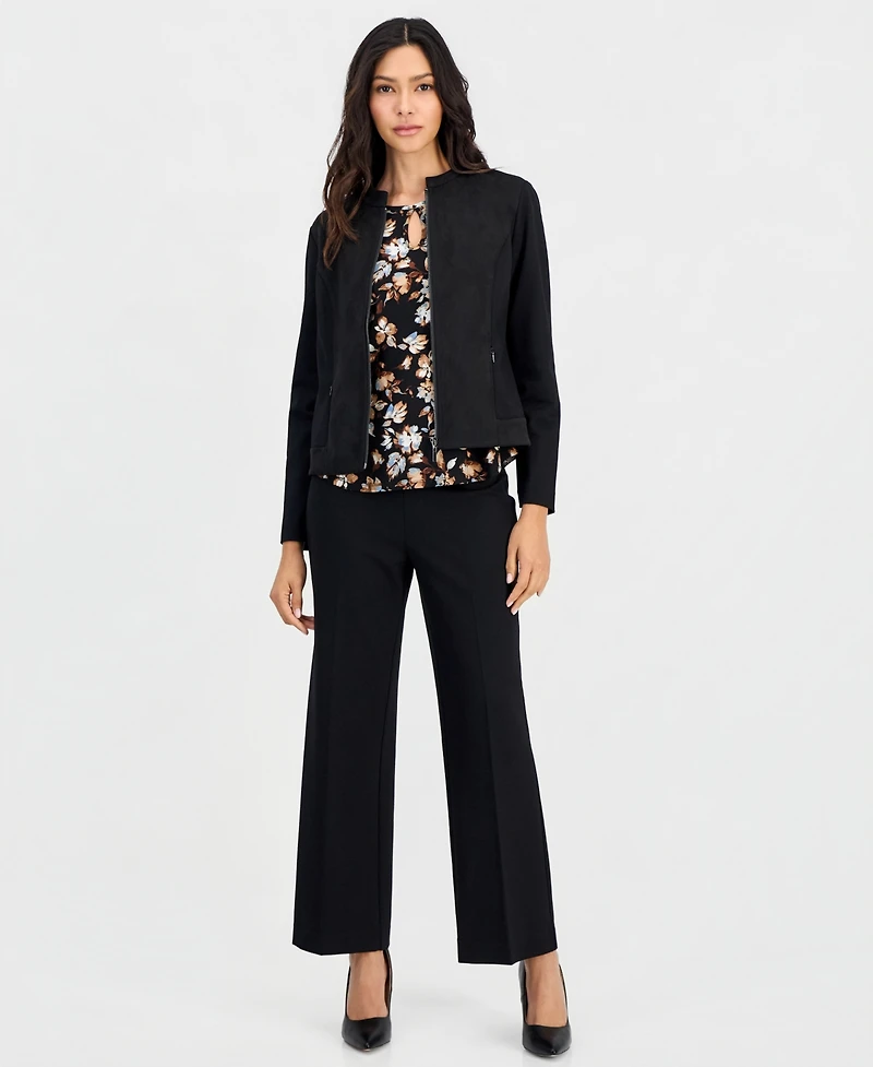 Anne Klein Essentials Petite Printed 3/4 Sleeve Keyhole Top