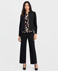 Anne Klein Essentials Petite Printed 3/4 Sleeve Keyhole Top