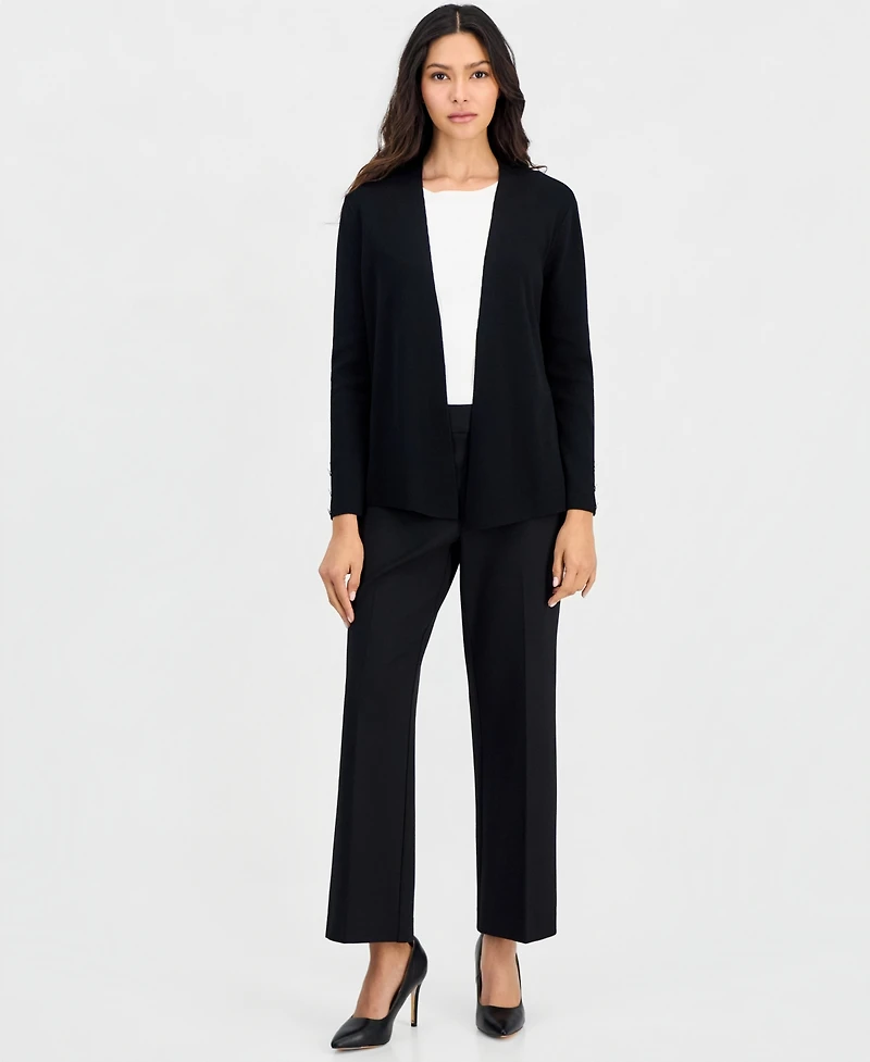Anne Klein Essentials Petite Open-Front Side-Slit Cardigan