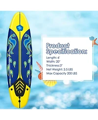 Sevorley 6 ft Foam Surfboard with 3 Detachable Fins, Leash