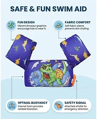 Sevorley Toddler Swim Arm Bands and Vest for Kids 20-50 lbs, Cute Dinosaur